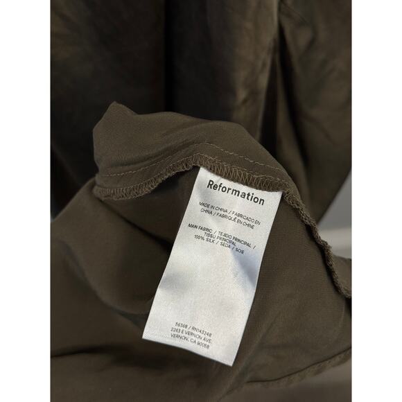 Reformation Anaiis Silk Dress Size 2 – Morel Brown Green Neutral Cowl Maxi EUC - Picture 8 of 9